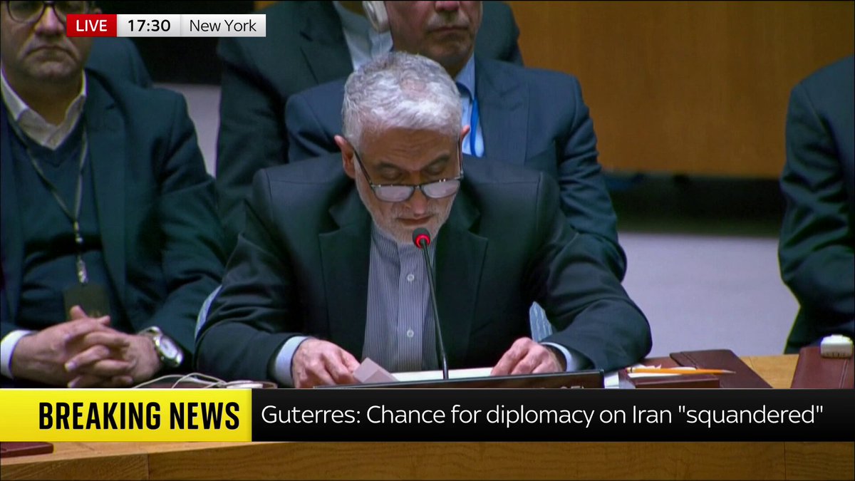 "This is not only an act of aggression, it is a war crime and a crime against humanity." Iranian UN permanent representative Amir-Saeid Iravani says strikes on the country have killed and injured hundreds of civilians. Read the latest on our live blog ➡️