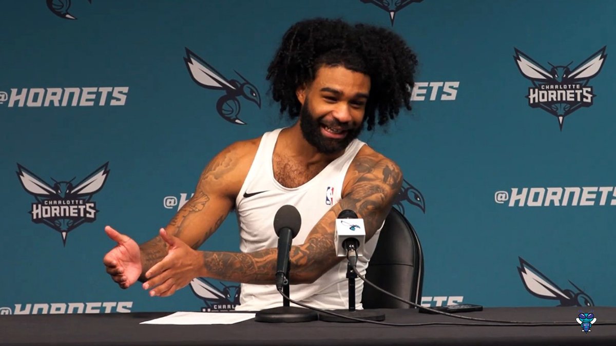 🎙️ Coby White on this young Charlotte Hornets team: "I got here and I'm like the third oldest at 26. A lot of the guys are younger than me. So coming in here, they just have that youthfulness about them in terms of that pure, genuine love for the game... that's infectious." "The one thing I learned, you can't be around a guy like LaMelo Ball and not be happy. What he brings every day in terms of his joy, his spirit, you can't be around him and not be happy, joyful, because he's gonna do it every single day. He's consistent every day in terms of how he lives his life and he's just a joy to be around." "Pat Connaughton, getting to know him, his mind for the game, his IQ, his feel for the game in terms of making in-game adjustments and communicating has been huge... I can already tell it's been huge for the team." 🎙️ On Charles Lee: "He's a younger coach... just brings that youthfulness and he connects with this generation, my generation, Kon's generation, LaMelo's... he connects with us on just a different level because he's younger." "He cares about each and every player, which sometimes you don't get in this league. He takes the time to get to know every player, talks to them... being around him, he has a high IQ for the game, great feel for the game, but the most important thing is he gets each and every one of us to buy into what we're trying to do. He gets everyone to compete, but he's just a joyful spirit to be around. He connects us."