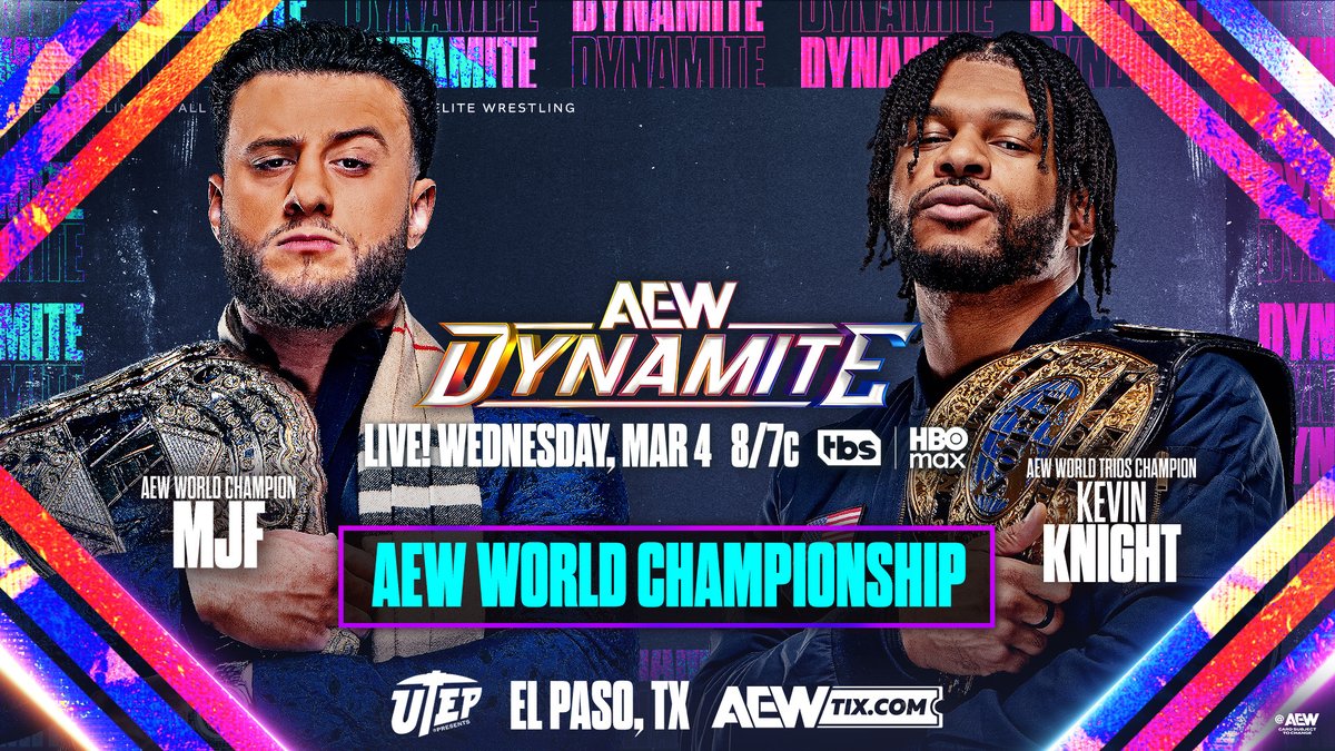 "Big Hebrew" Maxwell Jacob Friedman™️ wants to put his Triple B on the line against Kevin Knight ケビン・ナイト on #AEWDynamite, THIS WEDNESDAY! Watch #AEWCollision on TNT &amp; HBO Max