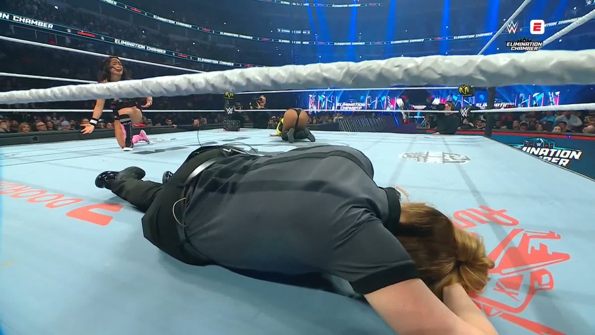 OH NO 😬 Rebecca Quin takes out WWE official Jessika Carr!