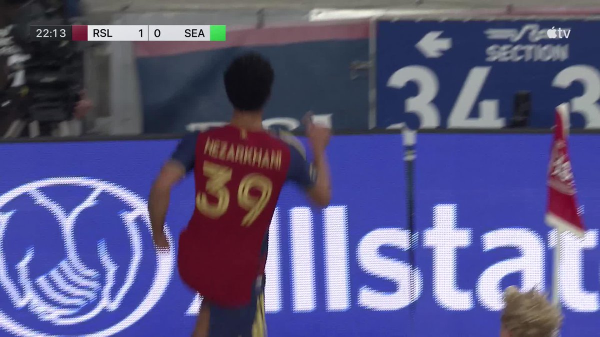🇺🇸 Real Salt Lake homegrown attacker Aiden Hezarkhani (18) scores his first MLS goal. Hezarkhani taking full advantage of chance that injuries/visa delays to RSL’s first choice attackers. Impressive in his first two MLS starts.