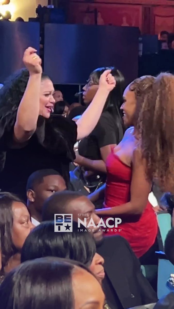 When you spot your favorite homegirl at the party. Our First Wives Michelle Buteau and Ryan Bathe getting down! #NAACPImageAwards