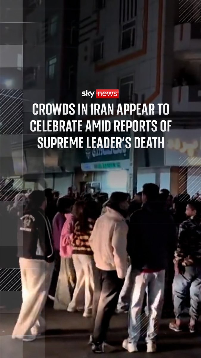 Video appears to show people in Karaj celebrating after reports of the death of Iran's supreme leader Ayatollah Ali Khamenei. Iranian state media has since confirmed Khamenei has been killed. 🔗