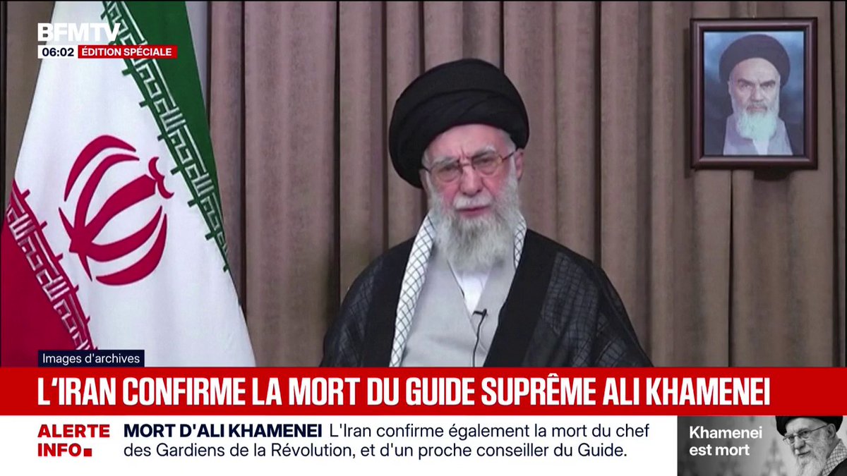 L'Iran a confirmé cette nuit, la mort d'Ali Khamenei, le guide suprême iranien