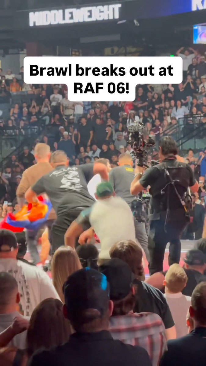 A MASSIVE brawl breaks out after the match between Arman Tsarukyan and Georgio Poullas at RAF06! ( 🎥 José Youngs)