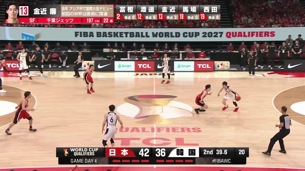 W杯予選🏀日本vs 韓国 / #金近廉 選手の恋する放物線❤️ \ テレビ朝日で生中継📺 ABEMA・TVerで生配信⚡️ #バスケ #W杯予選 #日本代表