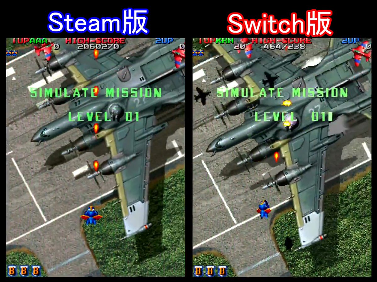 Steamのライデンレガシーと Switch版と並べてみました たしかにSwitch版は少し速いですね~