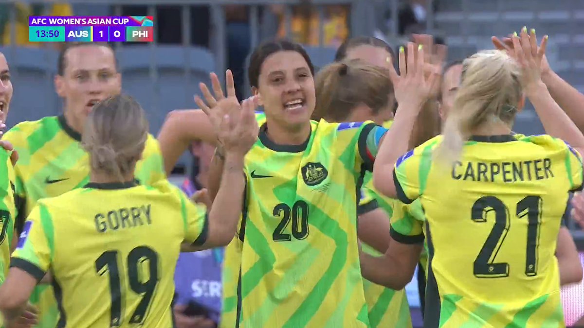 Sam Kerr doing Sam Kerr things ⭐️ Who else to kick off the scoring in the #WAC2026 but CommBank Matildas superstar striker in her home town Watch #AUSvPHI live on Paramount+ 📺