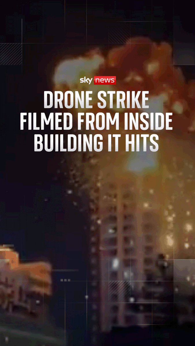 This is the moment a suspected Iranian drone strikes a high-rise building in Bahrain. Iran launched retaliatory strikes targeting US military assets across the Middle East after the US and Israel launched attacks on Iran 📺 Sky 501