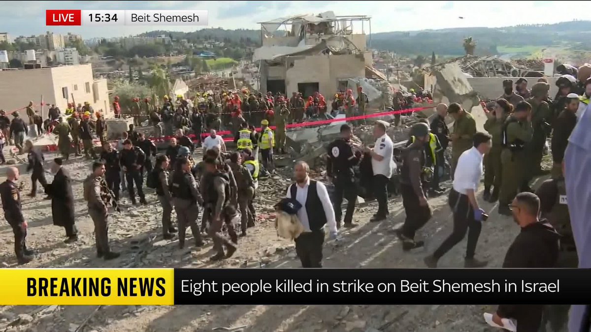 BREAKING: Eight people have been killed in an Iranian rocket attack on the town of Beit Shemesh in Israel, according to the Israeli ambulance service. 📺 Sky 501, Virgin 602, Freeview 233 and YouTube