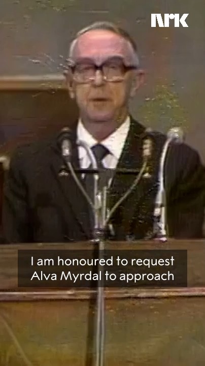 A historic moment captured in 1982 when peace pioneer Alva Myrdal was awarded the Nobel Peace Prize. Myrdal already had an extensive career behind her when she was elected to the Swedish “riksdag” (legislative assembly) in 1962. She had studied philology and pedagogy, and in the inter-war years devoted herself to improving the conditions of the working class through the Social Democrat Party. She also made a name for herself as a campaigner for women's rights. After World War II, Myrdal held prominent posts in the United Nations system, hand-picked by the Secretary-General. One of her key positions was head of UNESCO's social science section. From 1955 she was Swedish Ambassador to India. #InternationalWomensDay