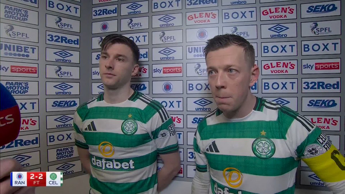 🗣️ “A point’s a good result, it keeps it in our hands” 🗣️ “We were unlucky not to get all of the points in the end” Celtic’s Callum McGregor and Kieran Tierney on their draw at Rangers and “an emotional title race” ⤵️