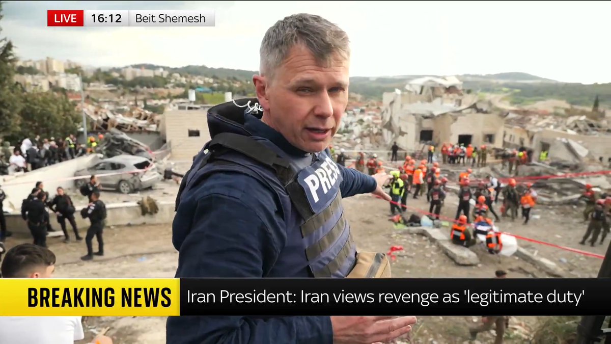 Middle East correspondent ＠adamparsons walks through the aftermath of the Iranian rocket attack on the town of Beit Shemesh in Israel, with a number of fatalities confirmed. 📺 Sky 501, Virgin 602, Freeview 233 and YouTube