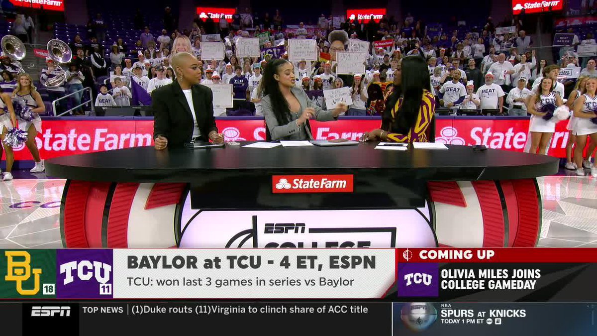 "We can shoot threes now." 😂 Olivia Miles and TCU brought gifts 💜