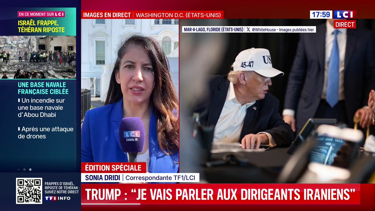 🔴🗣️ Donald Trump vient de dire "qu'il était prêt à parler aux Iraniens" : Sonia Dridi, en direct de Washington. Suivez notre édition spéciale sur LCI ⬇️