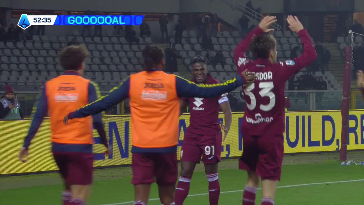🇨🇴 GOOOL de Duván Zapata. El colombiano marcó el 2-0 de #Torino ante #Lazio, al 53’ 👀 Es la segunda anotación del delantero en lo que va de la Liga de Italia