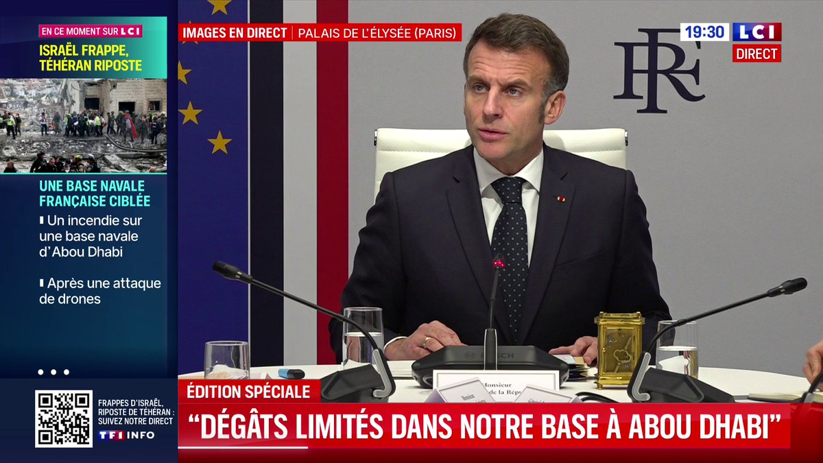 🔴🗣️ "Nous avons dès les premières heures pris nos responsabilités pour protéger nos ressortissants, nos intérêts et être aux côtés des pays de la région (...) Nous ferons le point sur la situation nationale, les risques et les conséquences économiques" : Emmanuel Macron ⬇️