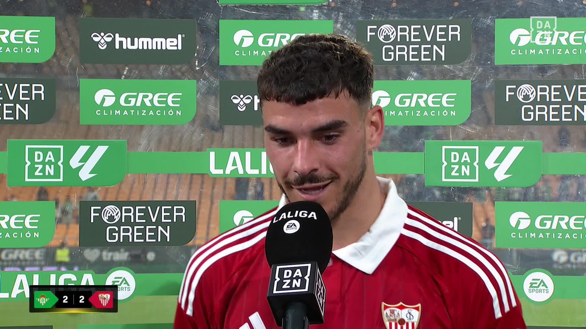 "Este equipo nunca se rinde y yo tampoco" 🗣️ Isaac Romero tras su gol del empate en el derbi sevillano 💪🏻 #LALIGAenDAZN ⚽️
