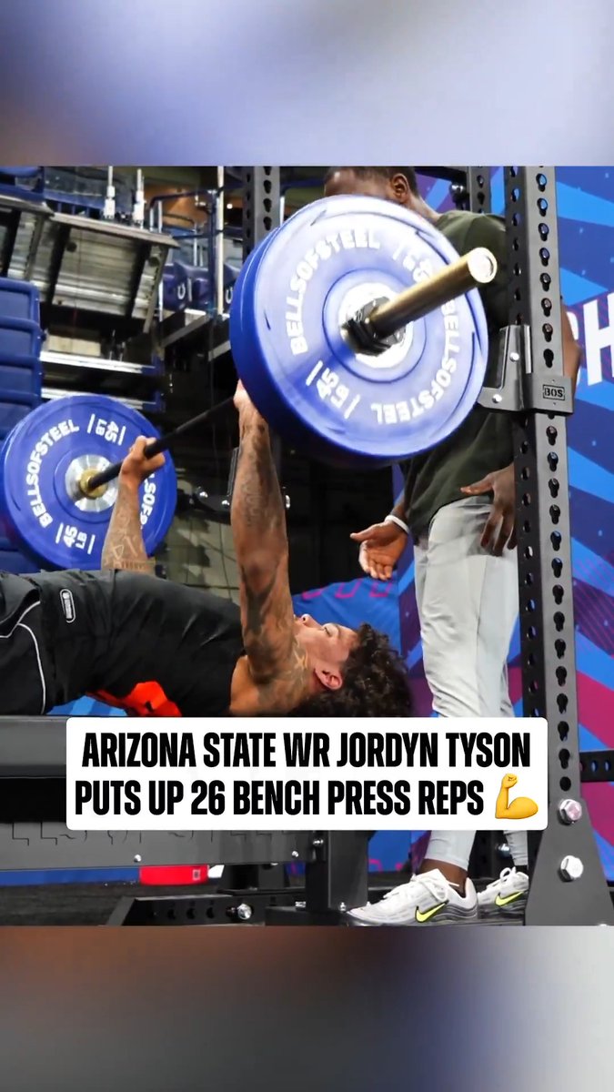 🚨BREAKING: Fans are calling for the league to investigate top-#NFL WR draft prospect Jordyn Tyson for his “ILLEGAL” bench presses. Tyson was one shy of tying the all-time WR record. The butt must remain in contact with the bench, according to NFL rules.