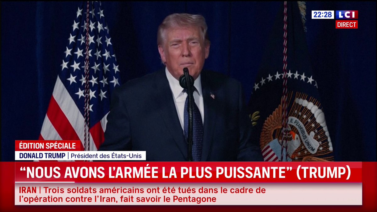 🔴🗣️ "J'en appelle de nouveaux aux Gardiens de la révolution, à l'armée et à la police iraniennes : déposez les armes. Vous aurez accès à l'immunité ou vous irez au devant d'une mort certaine" : Donald Trump en direct de Mar-a-Lago en Floride. Édition spéciale sur LCI ⬇️
