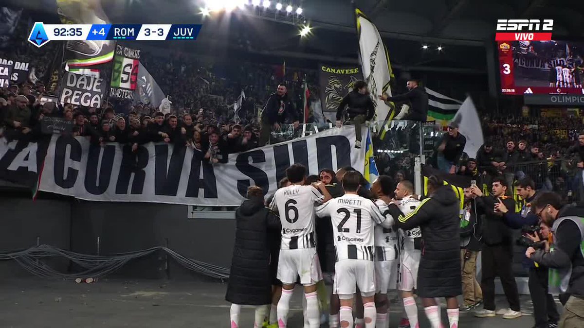🤯🇮🇹 JUVENTUS SE LO EMPATÓ ¡3-3! A ROMA EN EL OLÍMPICO CON ESTE GOL DE FEDERICO GATTI AL 92’.
