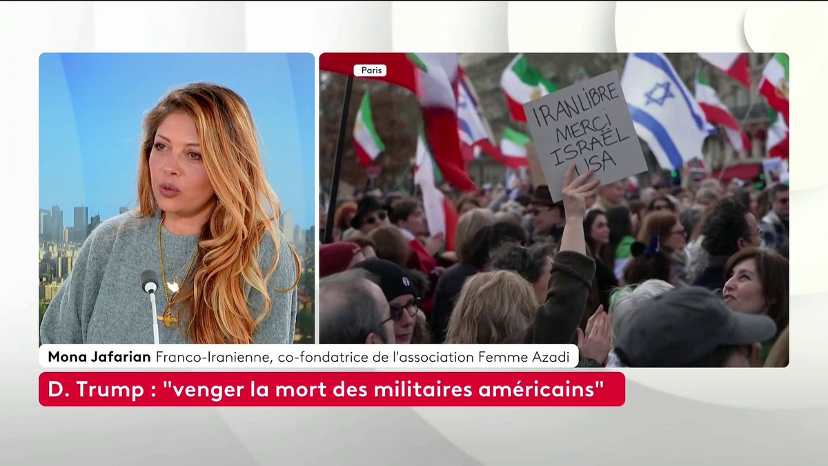 🔴 Iran : "Pour beaucoup d’Iraniens, c’est un immense soulagement. On a vu des feux d’artifice, des cris de joie. C’est la première fois depuis des années qu’on voit de la joie", affirme Mona Jafarian, Franco-Iranienne et cofondatrice de l’association Femme Azadi. #canal16