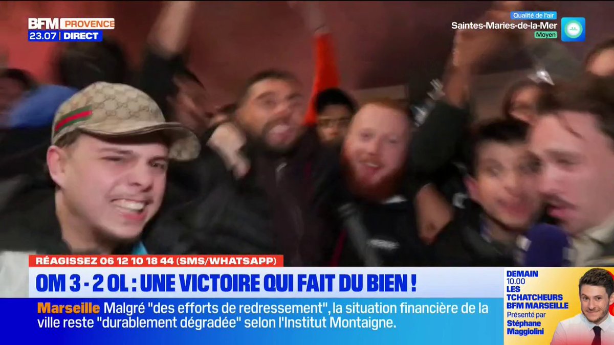 "Jean Michel Aulas la la la la la la la" La joie des supporters de l'OM après la victoire ce soir