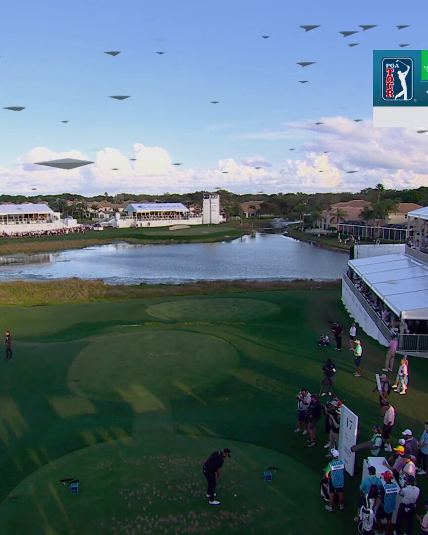 The Bear Trap strikes again 💦 Shane Lowry's tee shot at 17 finds the water, and a second straight double drops him two back of the lead. 📺 NBC