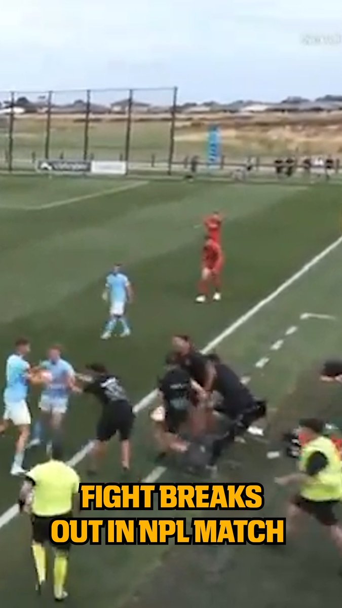 Preston's Naoki Suto has been left bloodied after Melbourne City’s Besian Kutleshi committed a strong foul, sending Suto into his own bench and sideline equipment. The 17-year-old Kutleshi was sent off following the event in the 24th minute. Via / NPL Victoria #NPL