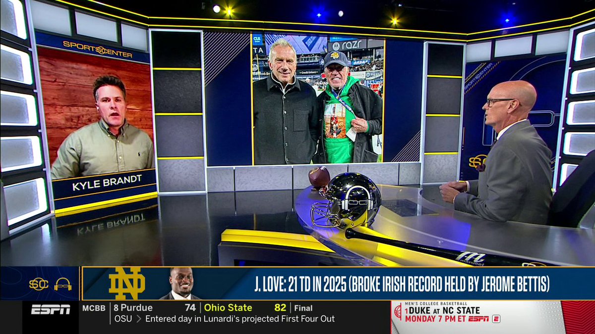 “Top-5 pick. I think he’s the best Notre Dame running back since Jerome Bettis.” Kyle Brandt and Scott Van Pelt can’t wait to see Jeremiyah Love in the NFL 🍿