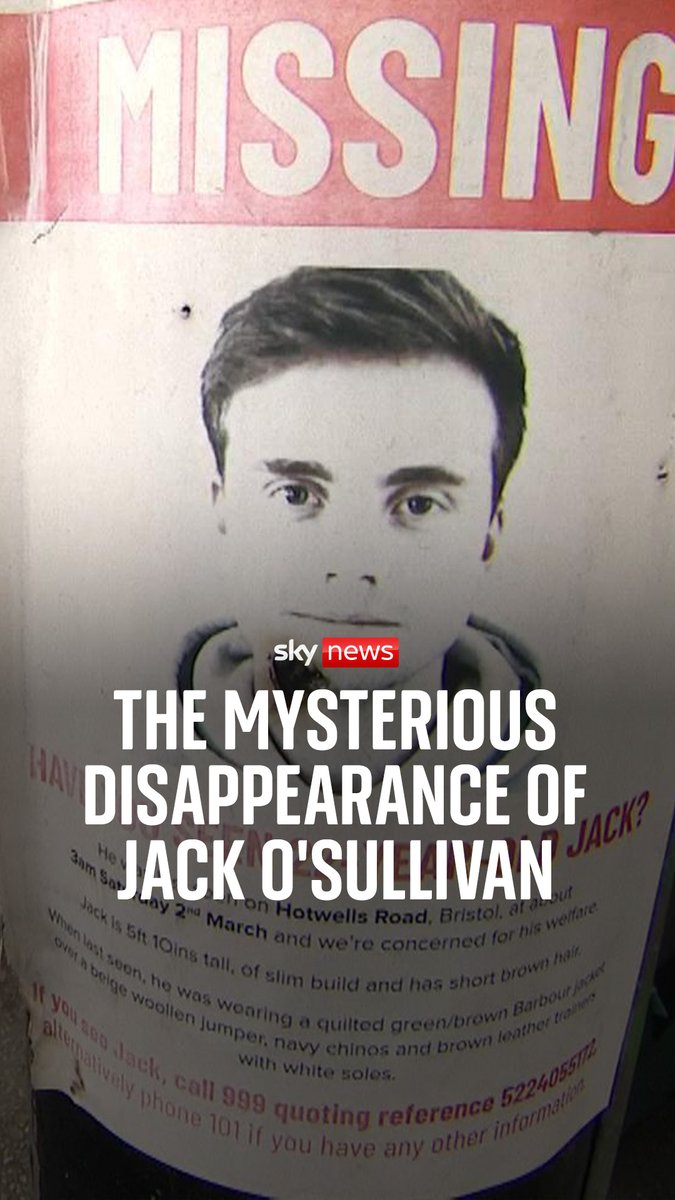 It's been two years since Jack O'Sullivan went missing in Bristol after leaving a party. His family say they've faced horrific false confessions and blackmail while searching for answers. Sky's Rebecca spencer walks the route Jack took that night.