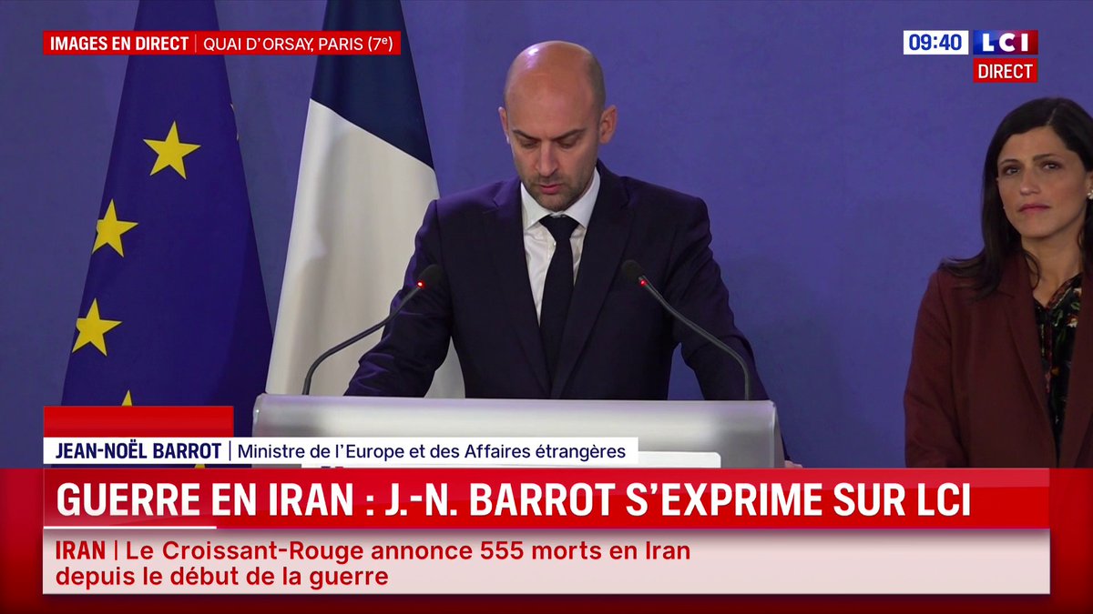 🔴 Iran : "Depuis des décennies, ce régime viole le droit international" déclare le ministre de l'Europe et des Affaires étrangères Jean-Noël Barrot
