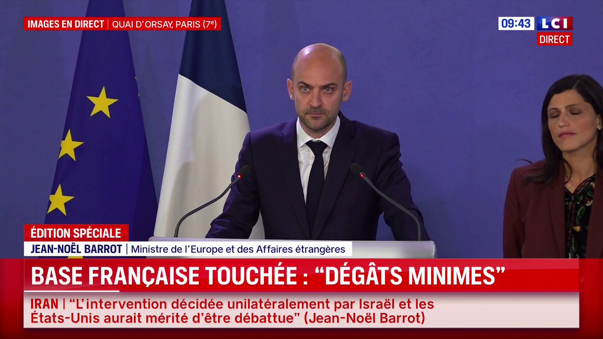 🇫🇷🇮🇷 FLASH | « La France est prête à participer à la protection des pays du Golfe », déclare Jean-Noël Barrot, ministre des Affaires étrangères.