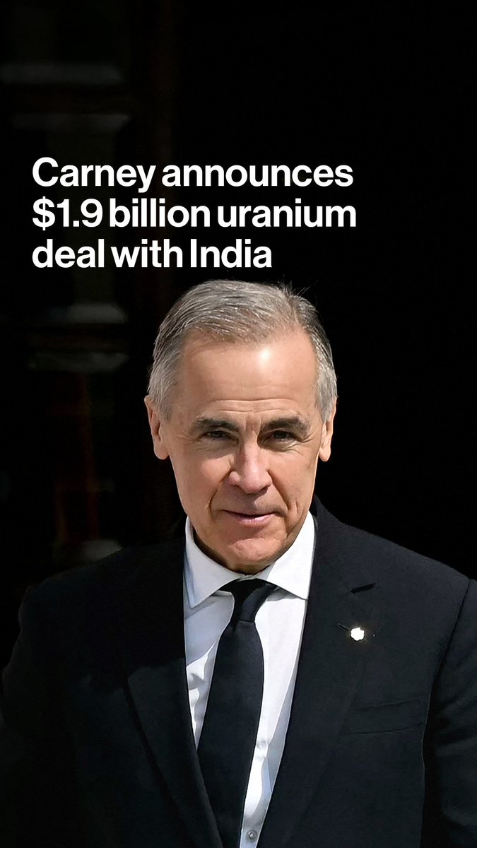 Canada's Cameco signed a $1.9 billion uranium supply deal with India during Prime Minister Mark Carney’s first official visit to the country, marking a boost to nuclear fuel ties between Ottawa and New Delhi. Read more: