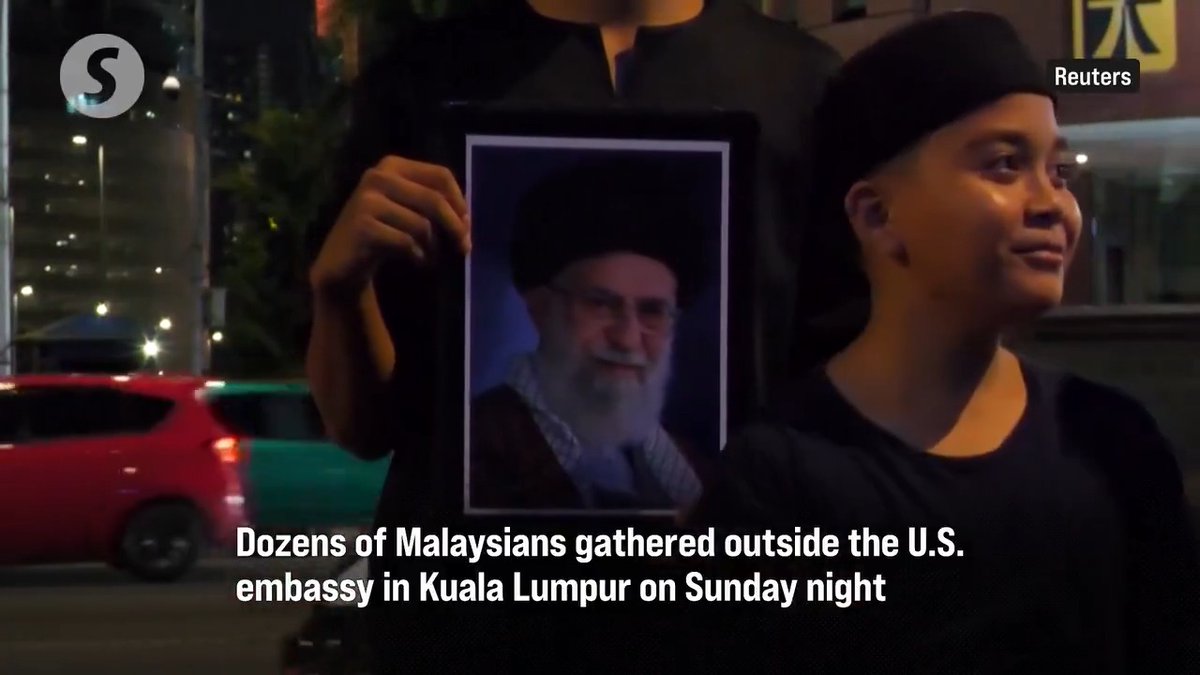 Dozens of Malaysians gathered outside the U.S. embassy in Kuala Lumpur on March 1 to protest strikes on Iran that killed the country's Supreme Leader Ayatollah Ali Khamenei. An activist said the rally was held in solidarity with groups that were resisting U.S. imperialism.