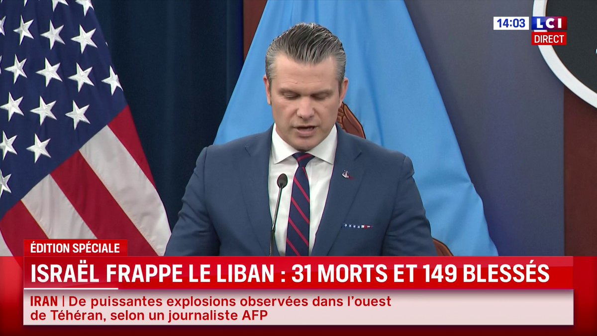 🔴 Guerre au Moyen-Orient : « Si vous tuez des Américains, où que ce soit sur Terre, nous vous poursuivrons sans hésiter et nous vous tuerons », déclare Pete Hegseth, secrétaire à la Défense des États-Unis