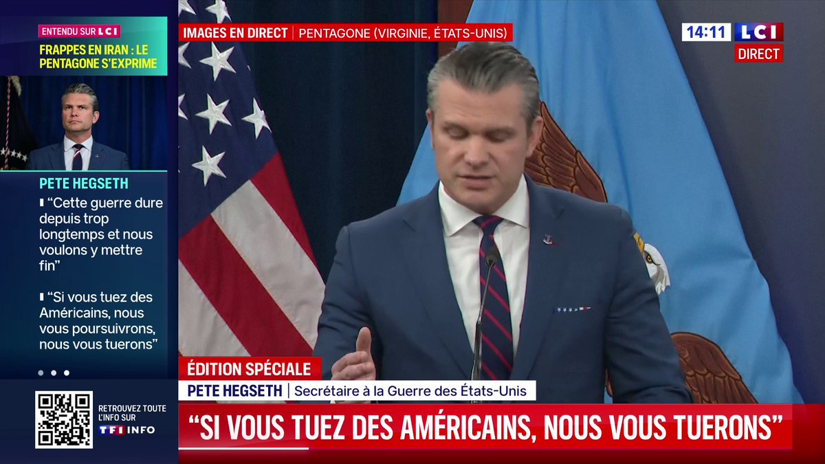 🔴🗣️ "Nous sommes reconnaissants envers Israël, ce sont des partenaires fiables", affirme Pete Hegseth, secrétaire à la Défense des États-Unis