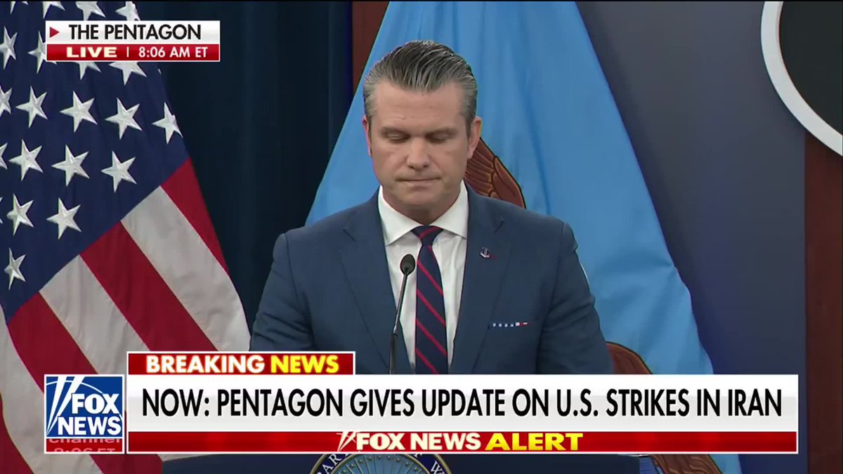 SEC HEGSETH: "It turns out the regime who chanted 'Death to America' and 'Death to Israel' was gifted death from America and death from Israel." "This is not a so-called regime change war, but the regime sure did change and the world is better off for it today."