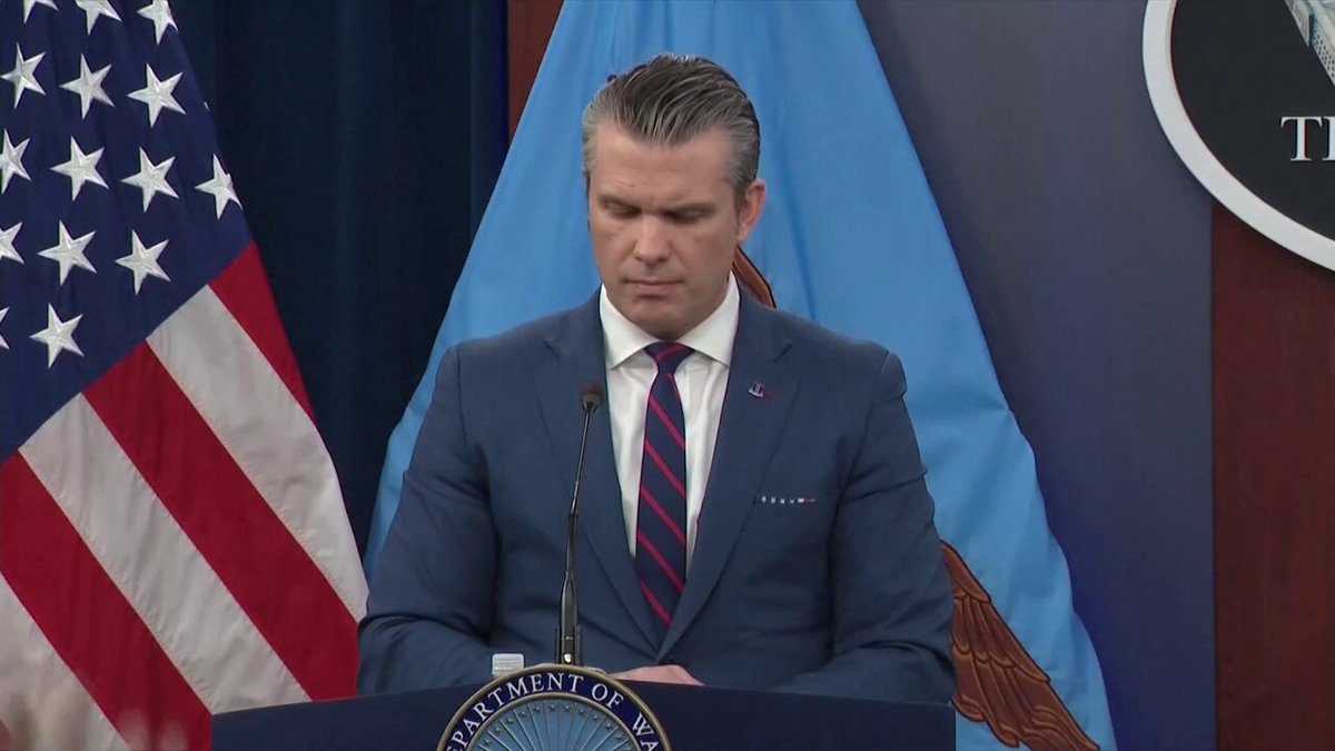 Q: The American people want to know what they're sending their men and women to war for. Is there a concern of this spiraling into a longer war? HEGSETH: ... Did you not hear my remarks?