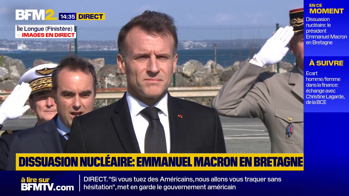 Dissuasion nucléaire: le président Emmanuel Macron sur la base de l'Île Longue, en Bretagne #BFM2
