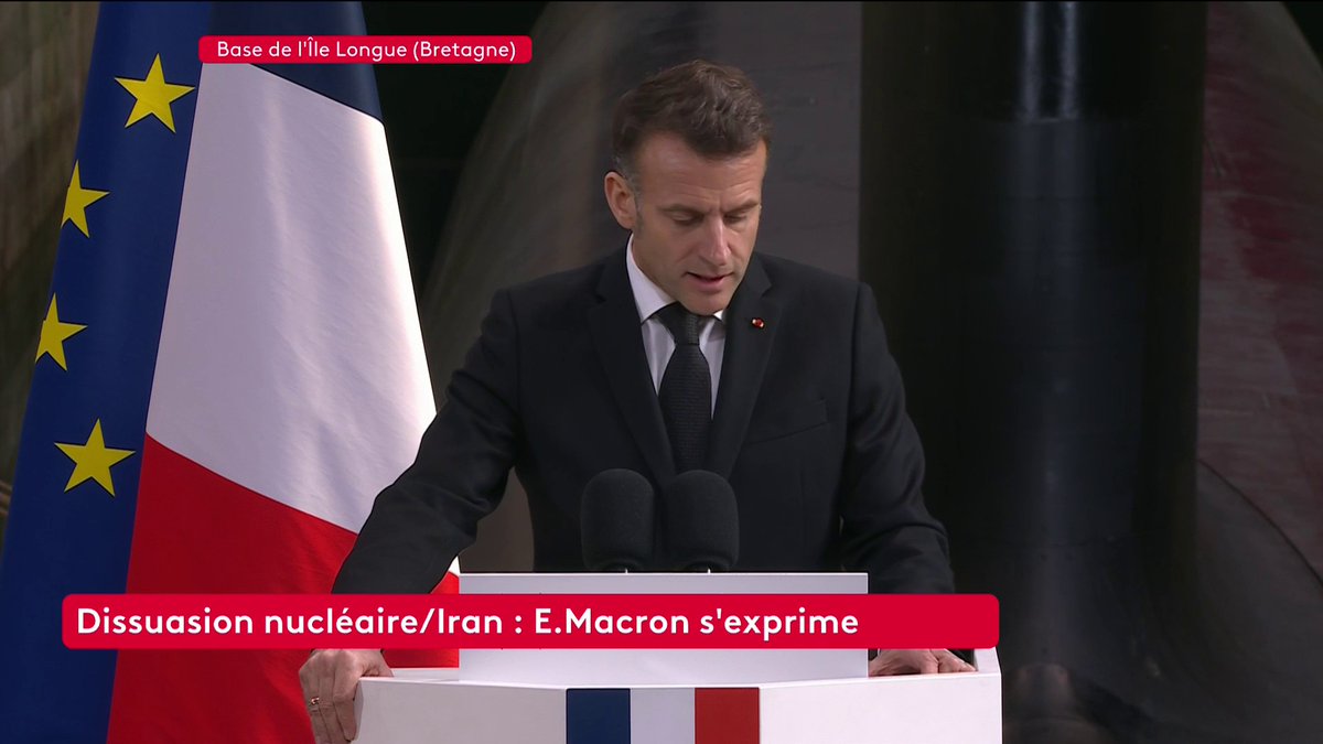 Dissuasion nucléaire : "C'est avec beaucoup de gravité que je viens annoncer à la nation une évolution à la hauteur des défis nationaux et européens", explique E. Macron. "Nous devons renforcer notre dissuasion nucléaire face à la combinaison des menaces", prévient-il. #canal16