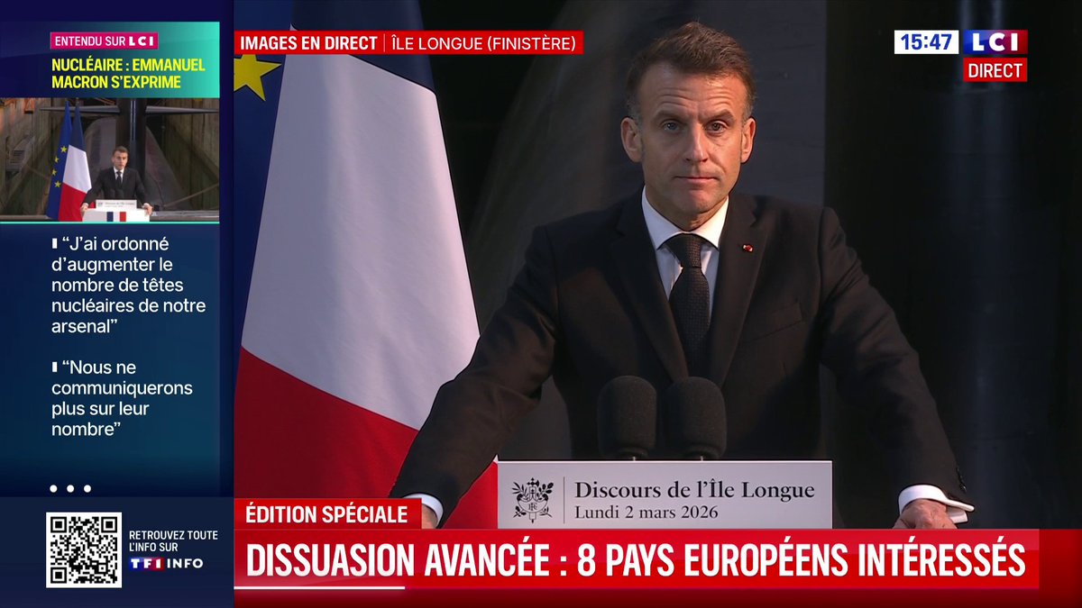 🔴 "Les Européens ont pris l'habitude que leur sécurité dépende de règles faites par des tiers, en d'autres temps, faites aussi parfois à leur insu, souvent à leurs dépends", Emmanuel Macron qui souhaite que les Européens "reprennent le contrôle de leur propre destin"