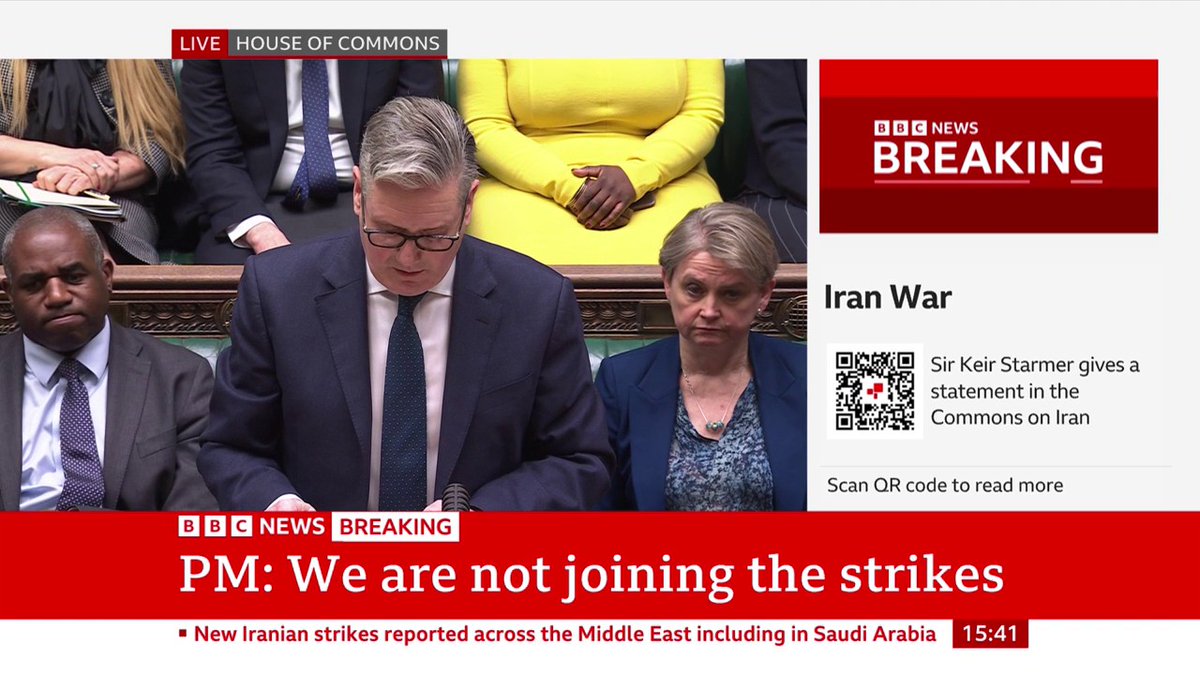 "President Trump has expressed his disagreement with our decision not to get involved in the initial strikes," PM Keir Starmer tells MPs "It is my duty to judge what is in Britain's national interest, that is what I've done," he says Follow live: