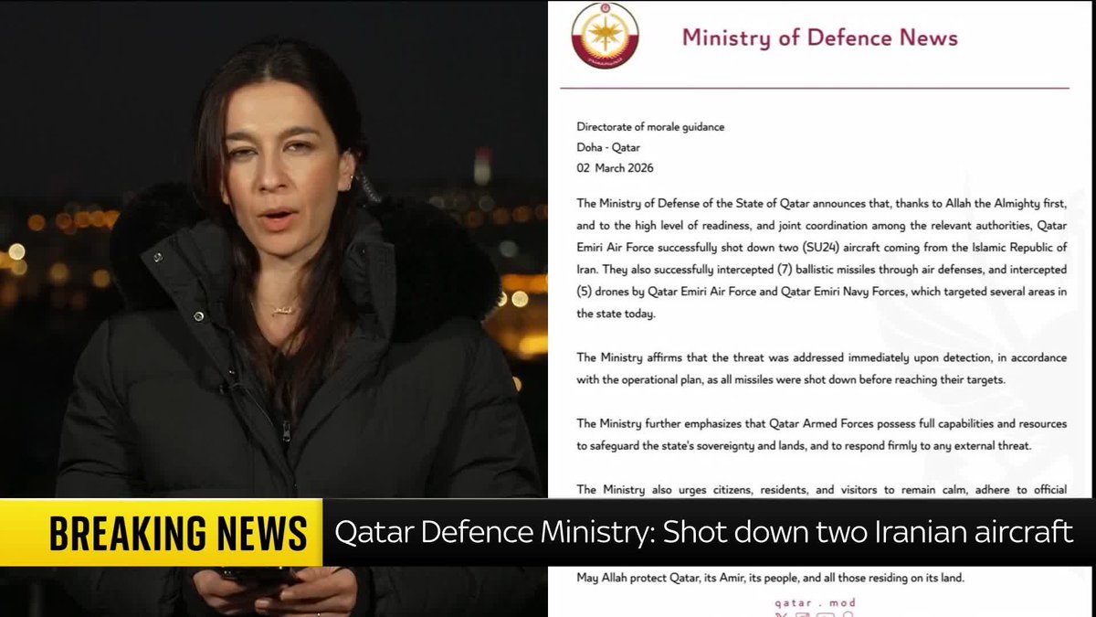 BREAKING: Yalda Hakim reports on "major escalation" as Qatar says it has shot down two Russian-made jets from Iran.