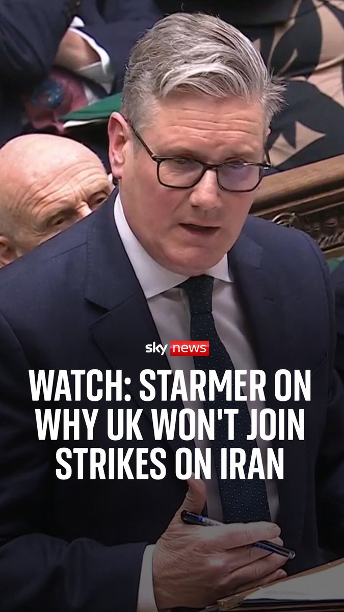 The prime minister reiterates the UK was not involved in the initial strikes on Iran and that this was "deliberate" as ministers believe the best outcome is a "negotiated settlement"