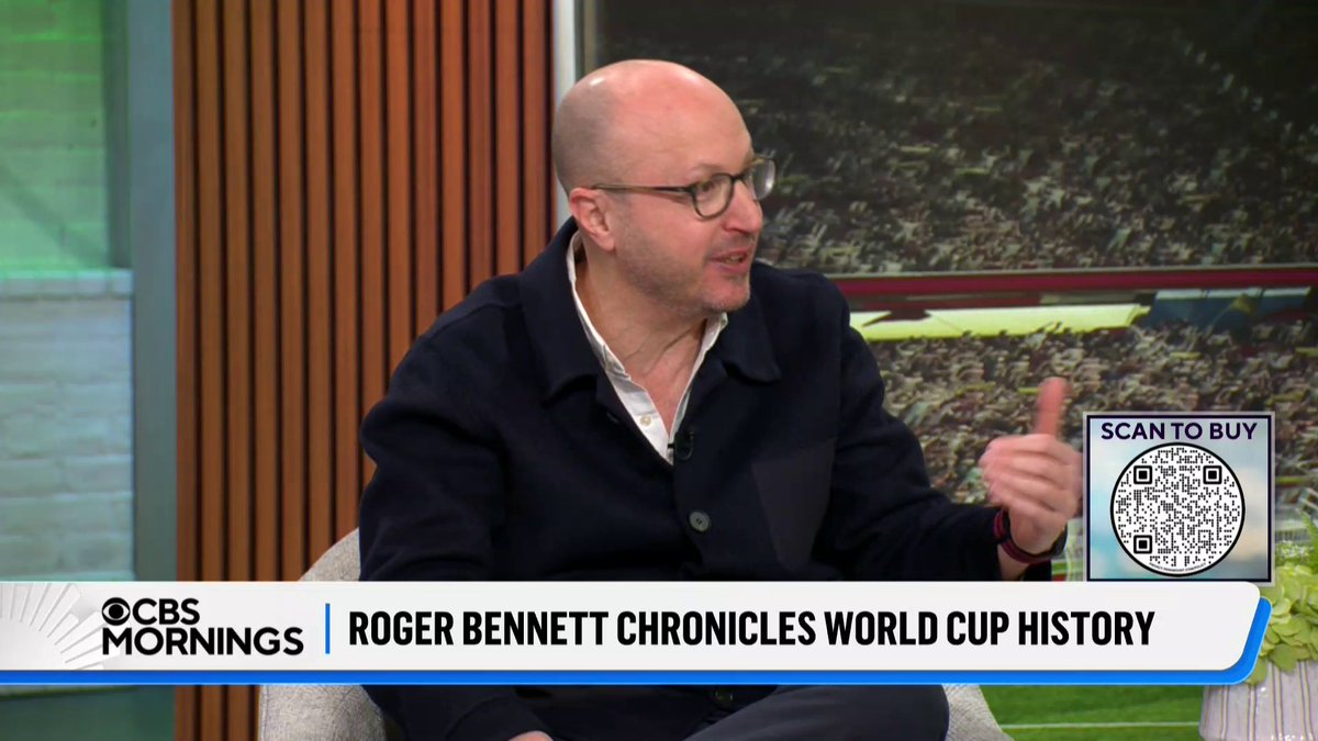 The #FIFAWorldCup is a moment of “global connectivity” that allows longtime soccer fans and those new to the game alike “to feel every emotion known to humankind,” Men in Blazers founder and CEO roger bennett says. In his new book, “We Are the World (Cup),” Bennett recalls the history of the World Cup through his personal lens, starting in the 1970s. CBS earns commission on purchases through Amazon.