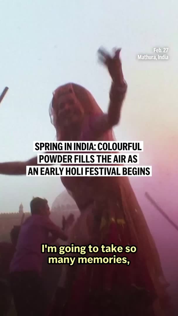 Hundreds of people gathered here at a temple believed to be the birthplace of Lord Krishna, one of the most revered Hindu gods. They are here to celebrate Holi, the festival marking the arrival of spring.