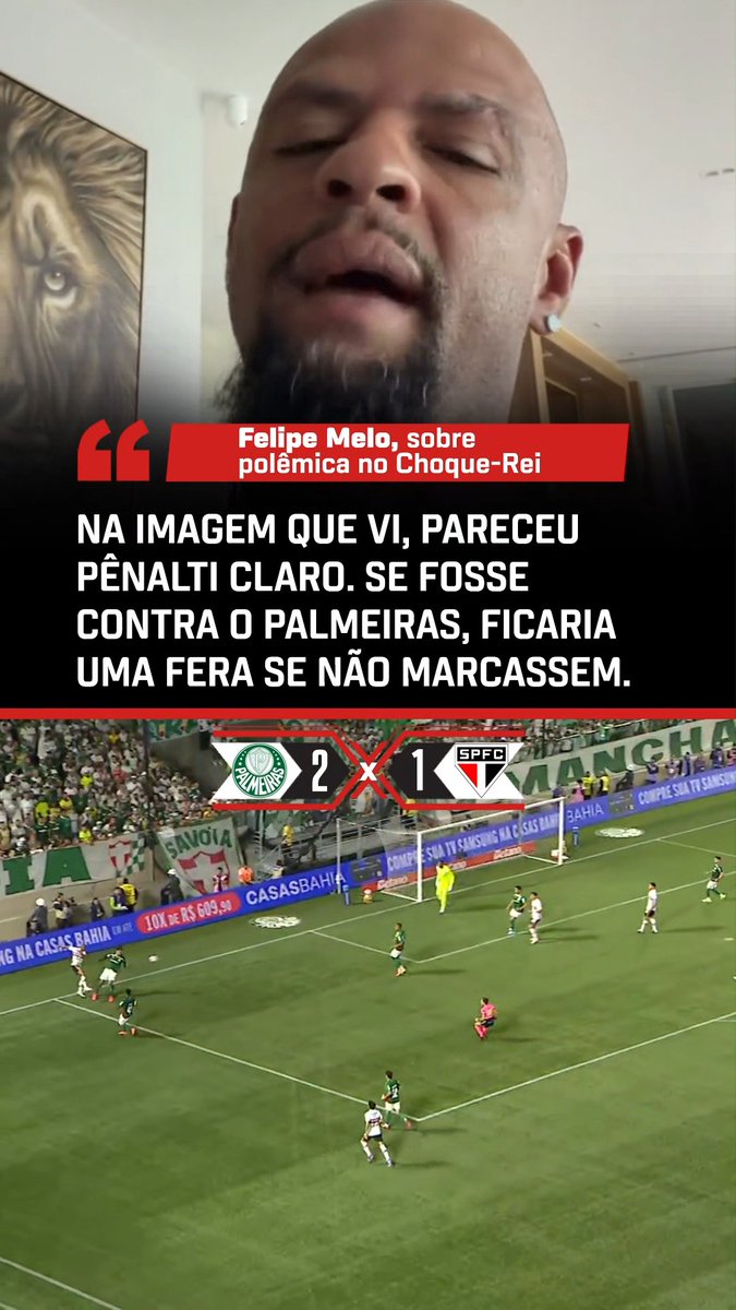 "PÊNALTI CLARO" - Através de suas redes sociais, Felipe Melo, ídolo do Palmeiras, falou sobre a polêmica do lance com Gustavo Gómez no clássico contra o São Paulo e opinou que foi pênalti! Concorda com ele, fã de esporte? 🎥Felipe Melo #Futebol #Palmeiras #SPFC #Paulistao
