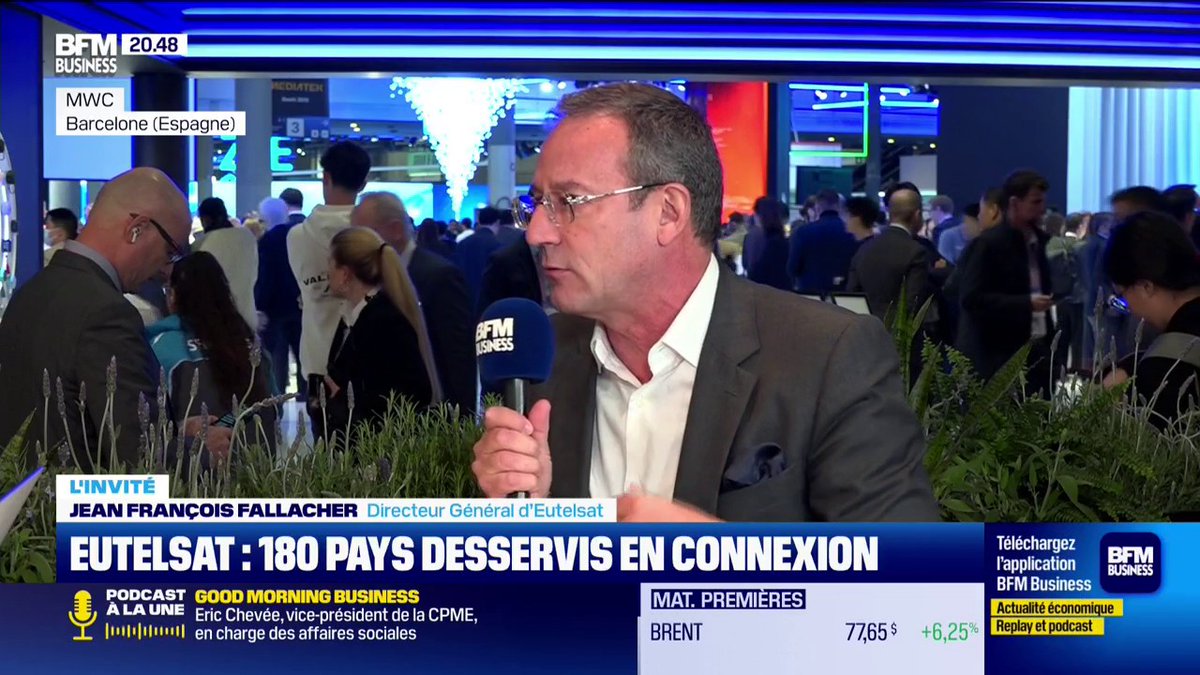 Eutelsat : la réponse européenne à Starlink « On a fait le choix de vendre à travers des distributeurs pour les entreprises. On ne vend pas aux particuliers, mais c'est un marché important qui va peser 11 Mds € en 2039" 💬Jean-François Fallacher, DG d’Eutelsat 🎙️François Sorel