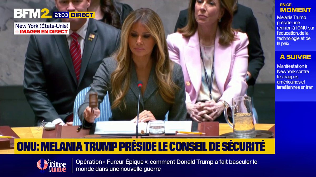 💬"Je déclare ouverte la 10.113ème séance" Melania Trump préside un Conseil de sécurité de l'ONU, en pleine opération contre l'Iran #BFM2